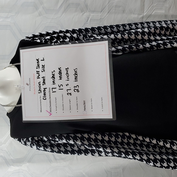 Shein Houndstooth Dramatic Puff Sleeve Blouse Size L - Picture 7 of 7